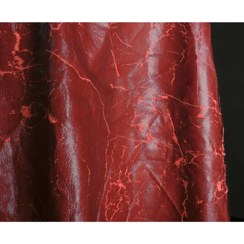 Red Flocked Leather Fabric Wri - Vintage Sewing Textile ulasan dan harga