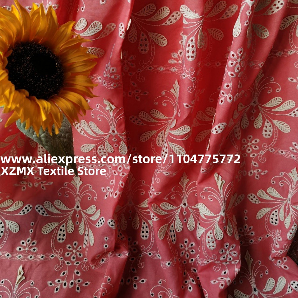 Red Base 3D Floral Embroidery  - Vintage Sewing Textile ulasan dan harga