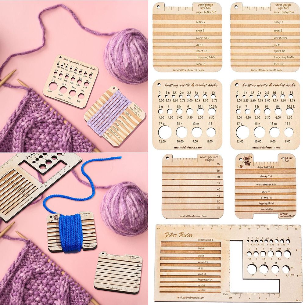 3/4pcs Wood Knitting Needle Ga - Sewing Gauge Ruler ulasan dan harga