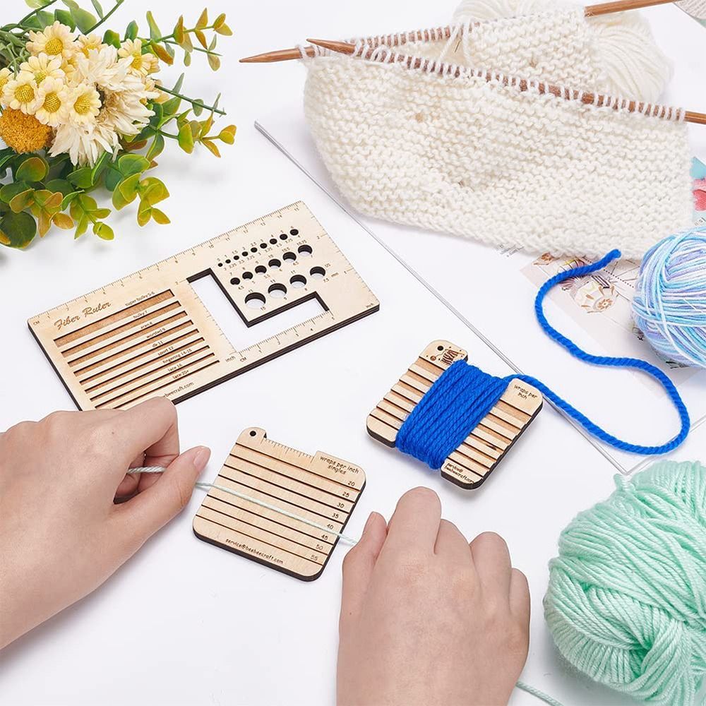 3/4pcs Wood Knitting Needle Ga - Sewing Gauge Ruler ulasan dan harga