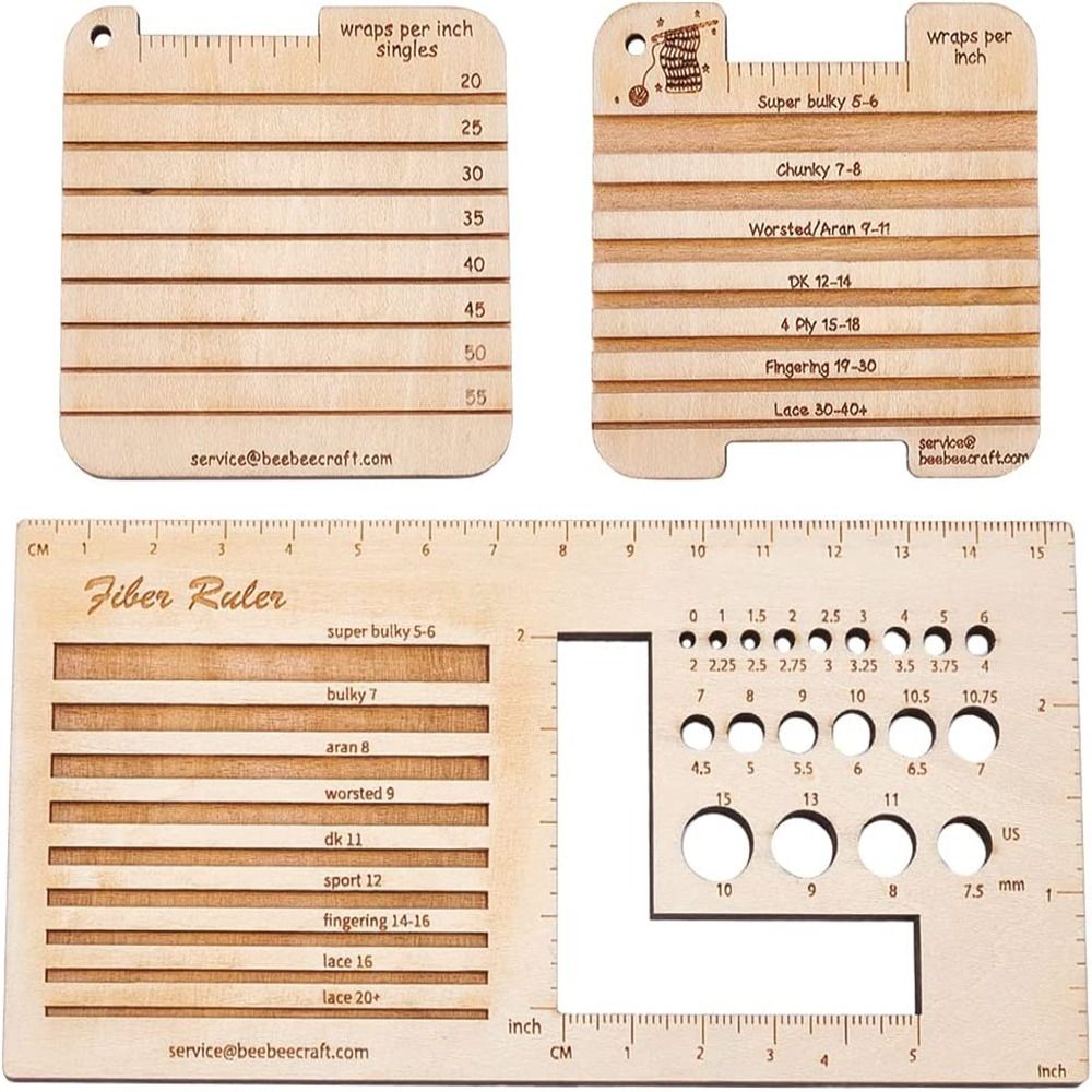 3/4pcs Wood Knitting Needle Ga - Sewing Gauge Ruler ulasan dan harga